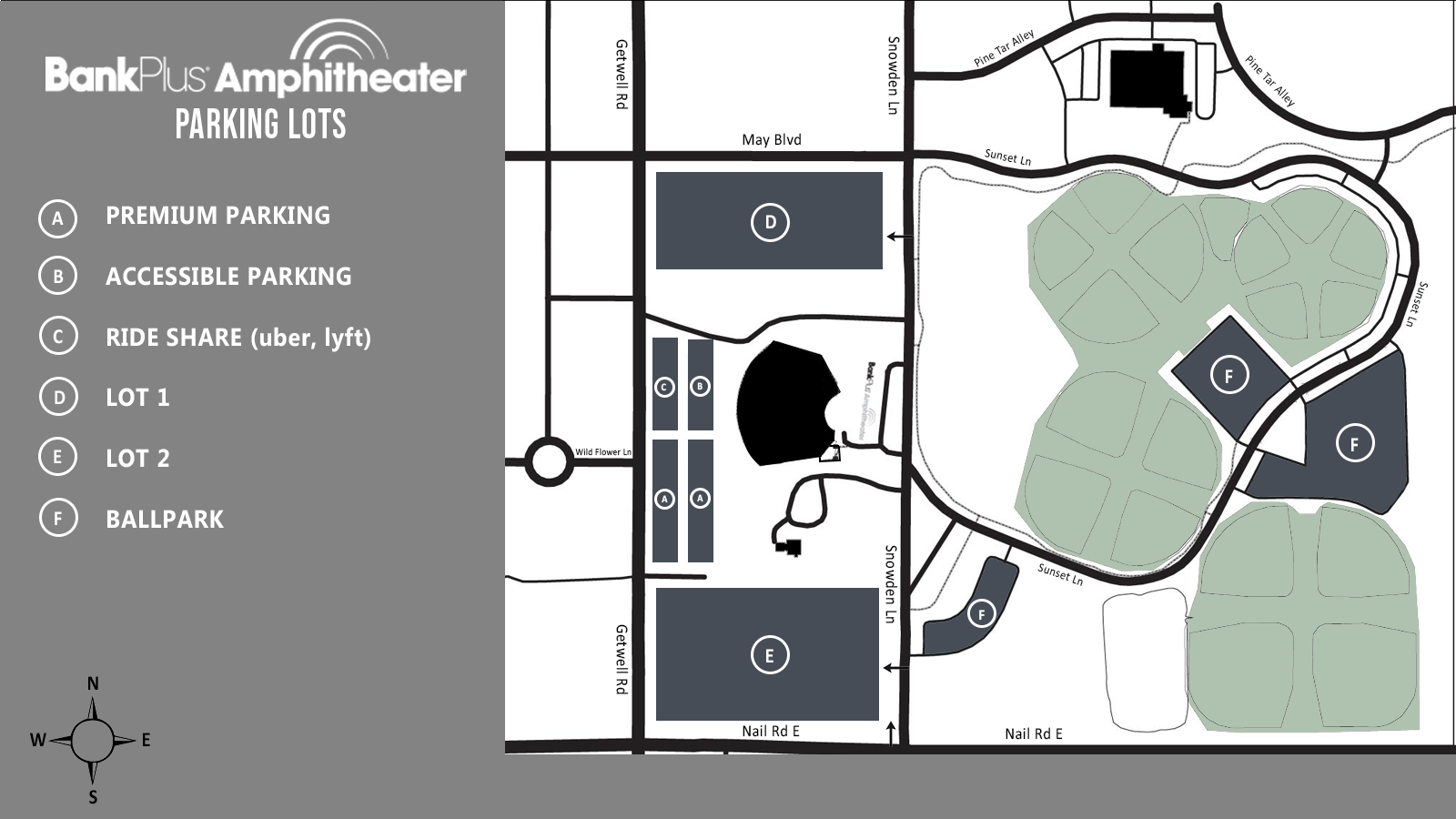 BankPlus Amphitheater Parking Map.png